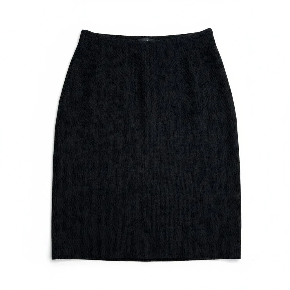 St John Collection Santana Knit Pencil Skirt Size 12 Black Side Zip Closure